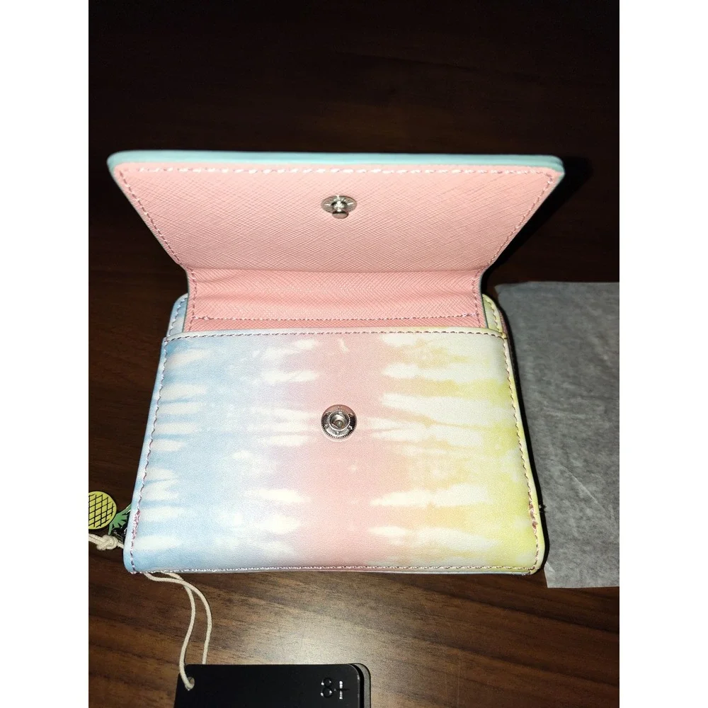 Disney Loungefly Lilo & Stitch Tie Dye Pastel Small Zip Wallet Pineapple Charm